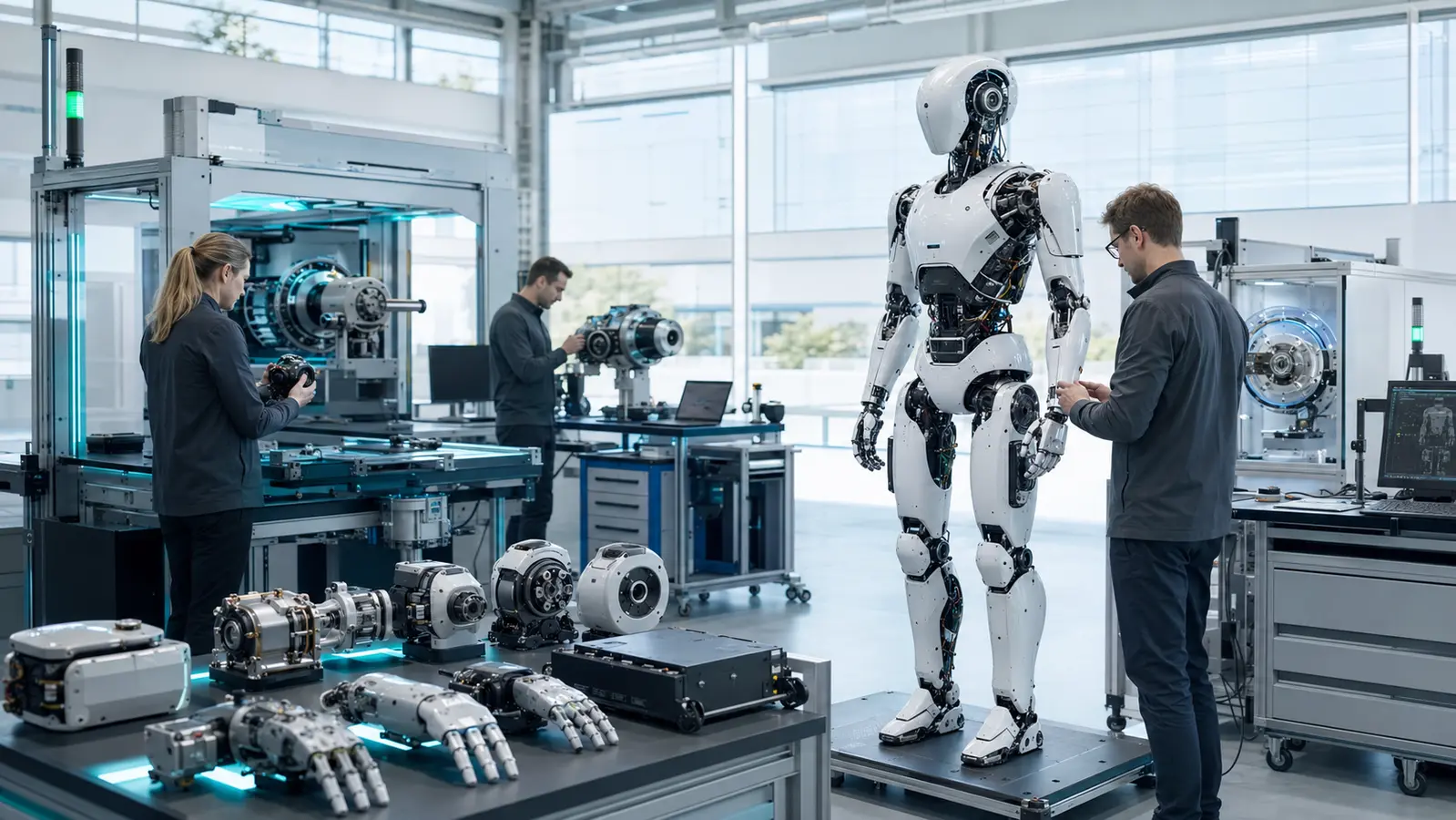 Humanoido robotas ir jo moduliniai komponentai MetaCore gamybinės validacijos laboratorijoje